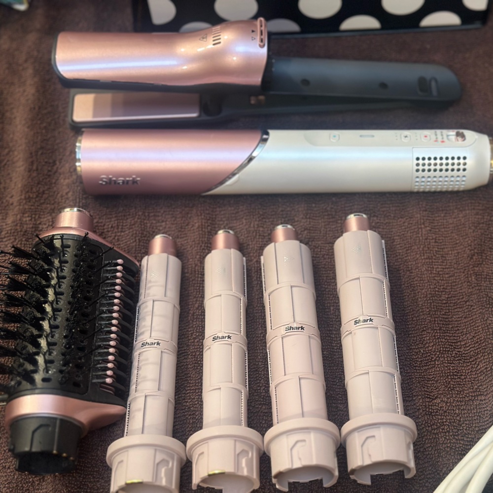 Shark Glam Rose Gold & White Multi-Function Heated Hair Styling Set